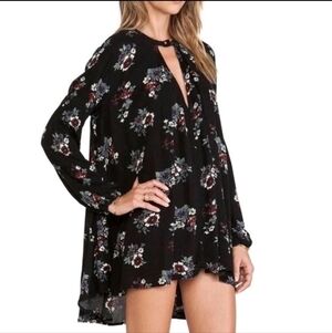 Free People Black Tree Swing Tunic Top Mini dress sz S